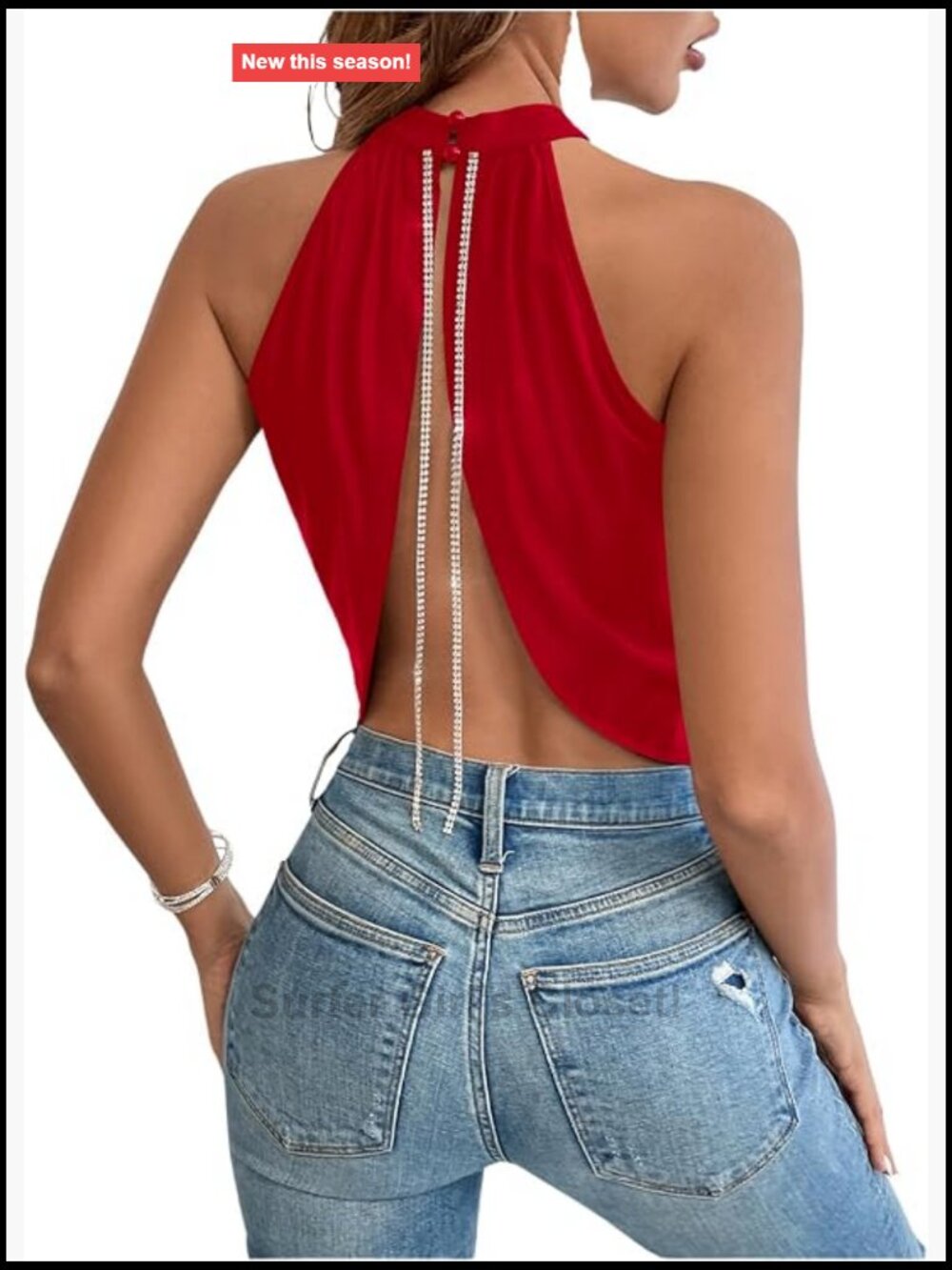 Sleeveless Halter Neck Ruched Asymmetrical Hem Tank Top Club Party